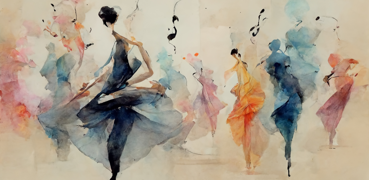 Deja, mūzika, abstrakts zīmējums