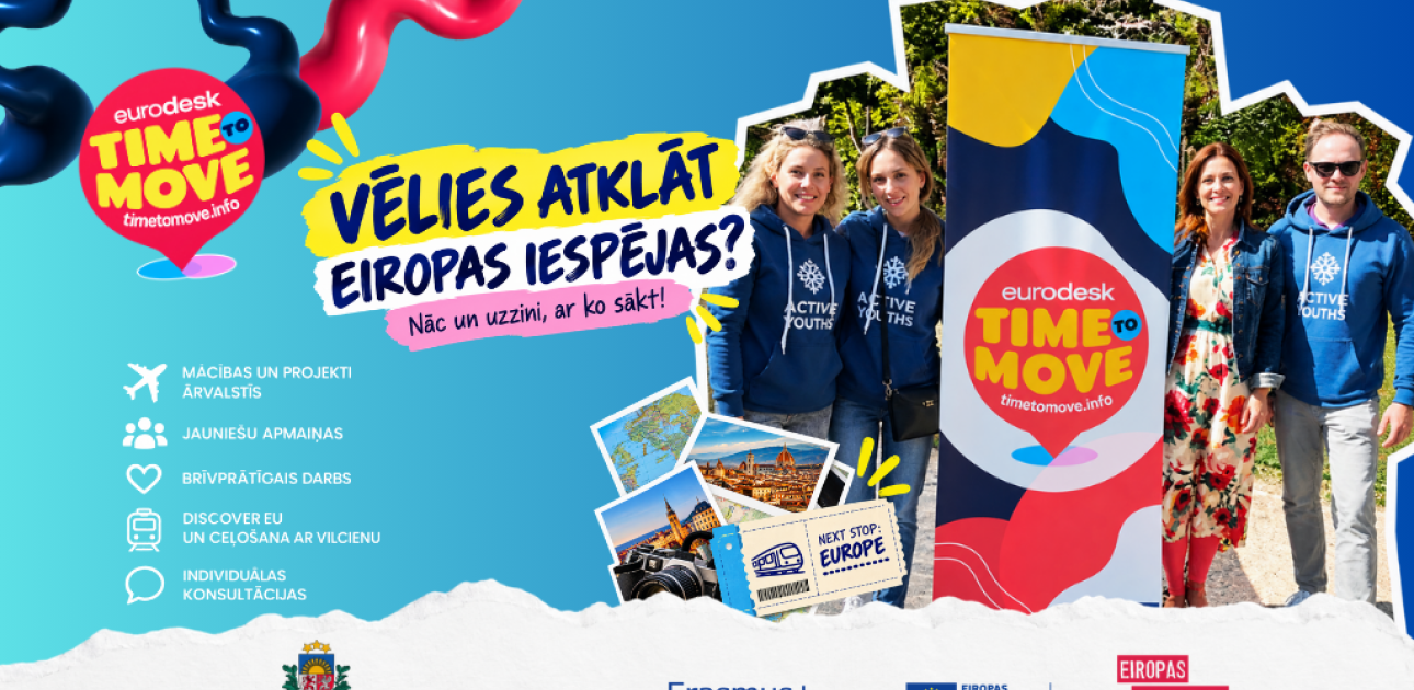 No Stacijas laukuma līdz Eiropai – “Time to Move” aicina jauniešus atklāt Eiropas iespējas