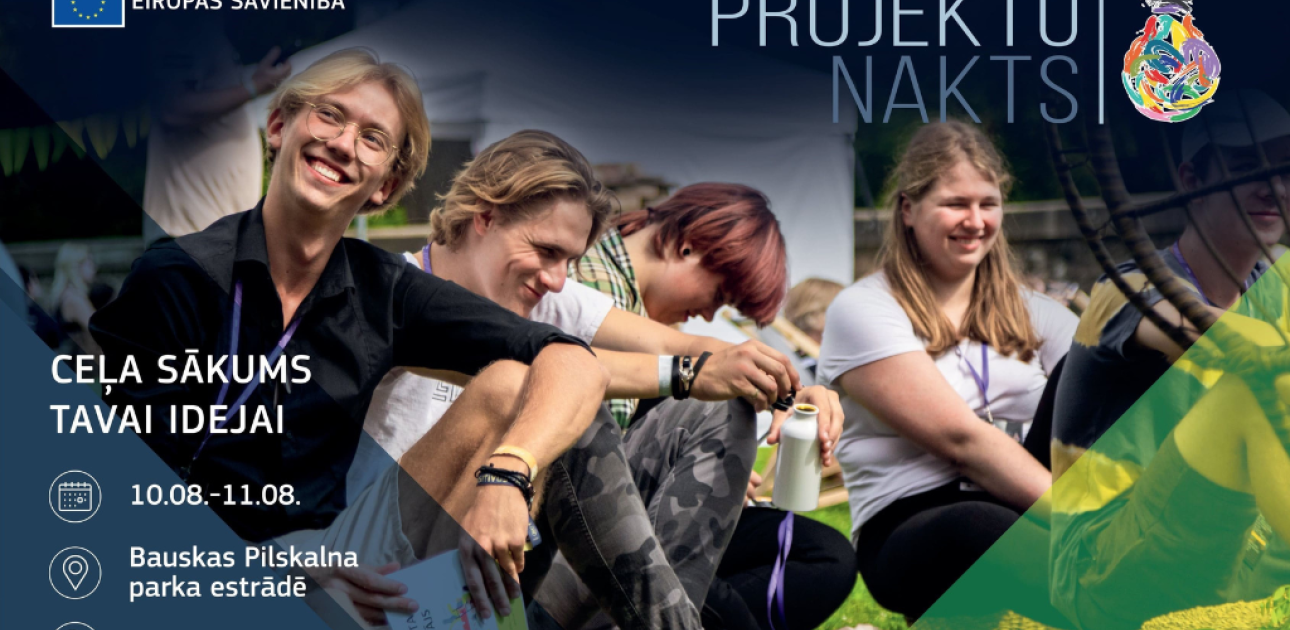 Jauniešiem iespēja pieteikties vasaras piedzīvojumam – festivālam “Projektu nakts 2023”