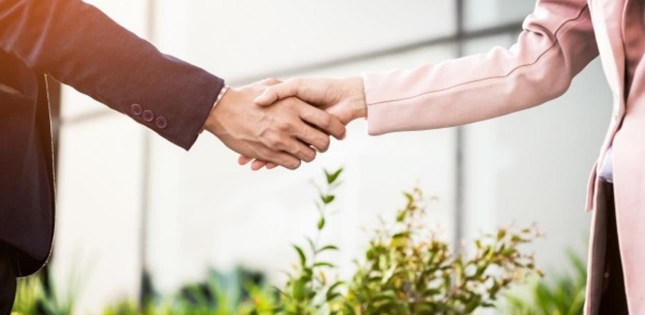 closeup-friendly-meeting-handshake-business-woman-businessman-with-sunlight_1423-171