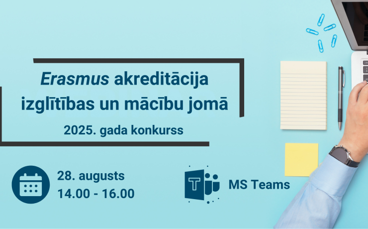 Dators, piezīmju lapa, pildspalva, Erasmus akreditācijas konkurss