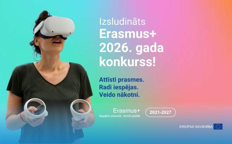 Sieviete ar virtuālās realitātes brillēm, raibs, krāsains fons